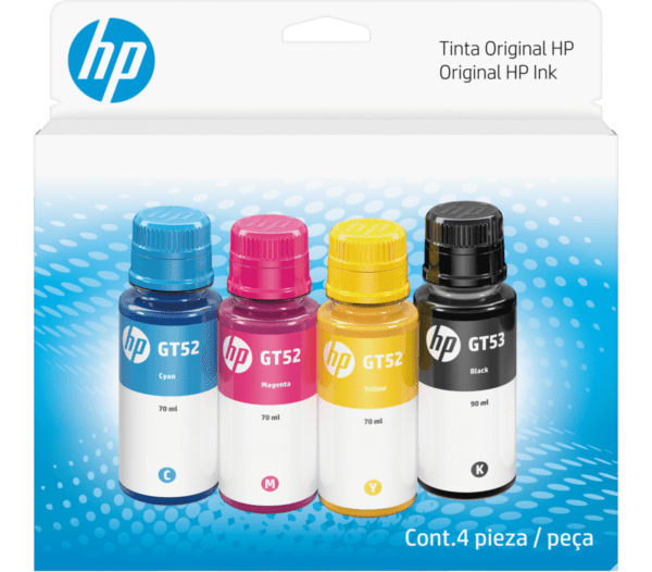 Combo de botella de tinta HP GT53/GT52, pack de 4