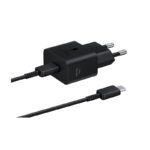 Adaptador de carga rápida USB-C (25W) con cable, color negro - Imagen 3