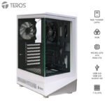 Case gamer TEROS TE-1322G, Mid Tower, USB 3.0 / USB 2.0, audio, ventilador RGB, blanco