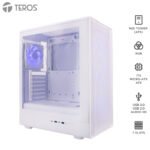 Case sin fuente Gamer TEROS TE-1329G, ITX, M-ATX, ATX, 3.5” y 2.5”, Blanco