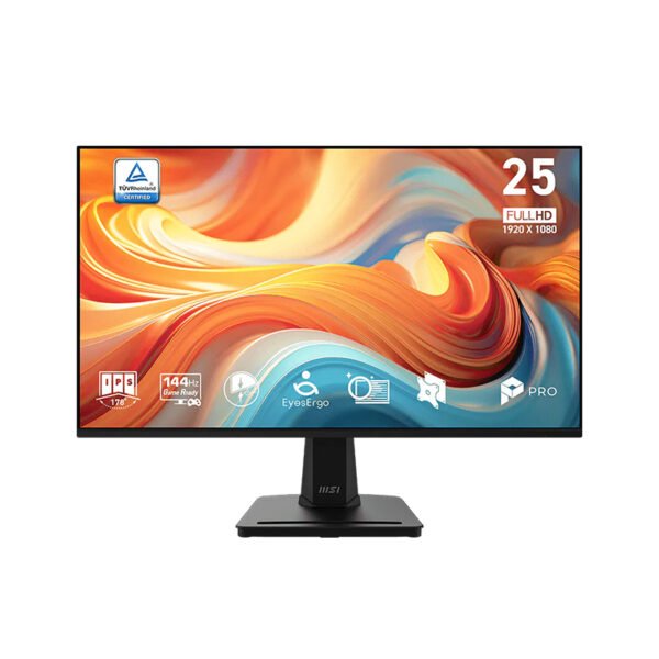 Monitor Plano Gaming MSI PRO MP251 E14L, 24.5” FHD IPS, 144Hz, HDMI x1, VGA x1
