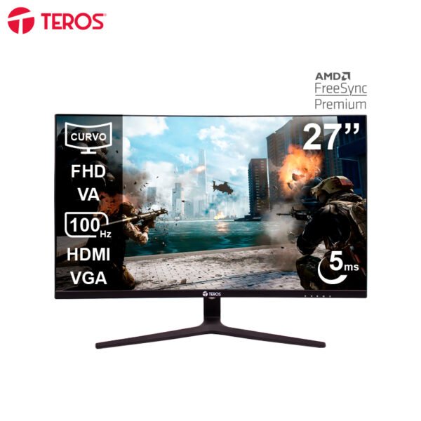 Monitor Curvo TEROS TE-2731S, 27” FHD VA, 100HZ, 5ms, HDMI, VGA