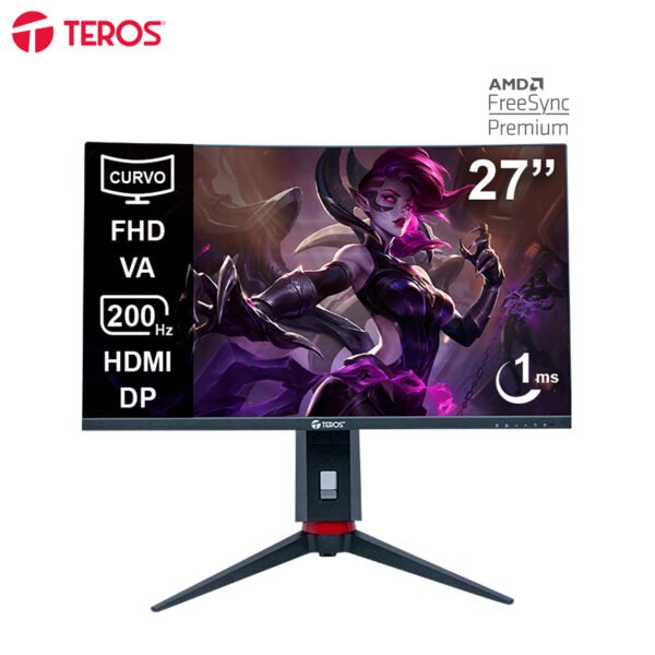 Monitor Curvo Gaming Teros TE-2788G, 27” FHD VA, 200 HZ, 1 MS,HDMI, DP, Audio Out