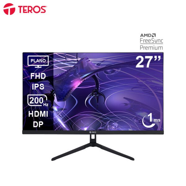 Monitor Plano Gaming TEROS TE-2786G, 27” FHD IPS, 200Hz, 1ms, HDMI, DP, Audio Out