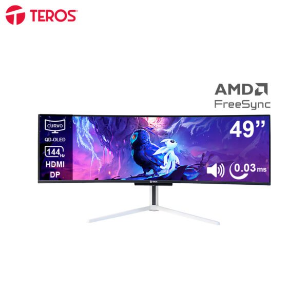 Monitor Curvo Gaming TEROS TE-4920G, 49” QD-OLED, 144Hz HDMI, DP, Audio Out, Parlantes