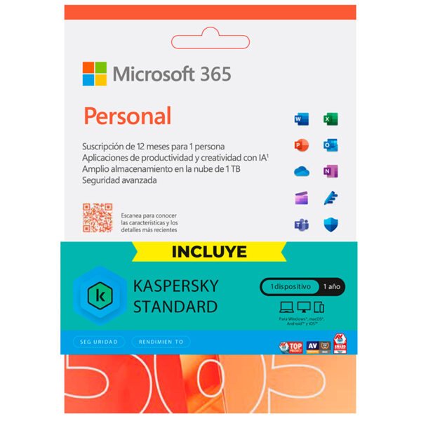 Lic. Virtual (ESD) (Kit Microsoft 365 Personal + Kaspersky) (Lic. de 12 meses / 1 usuario)