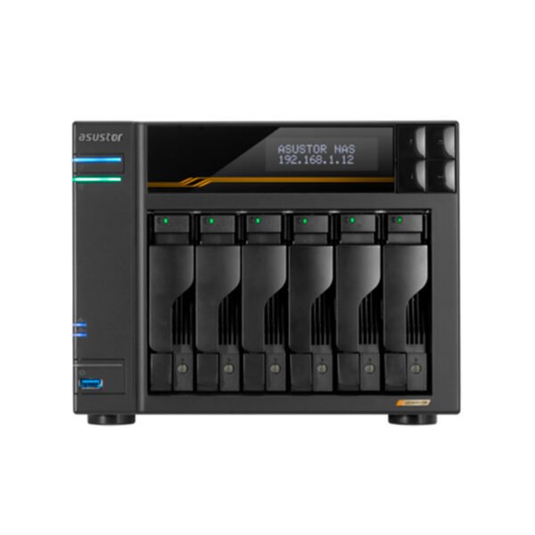 Servidor NAS ASUSTOR LOCKERSTOR 6 Gen3 (AS6806T) Ryzen V3C14/QC/10nm, 16GB ECC DDR5-4800
