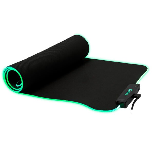 Mouse pad gamer TEROS TE-3013G, RGB, USB a tipo C, negro