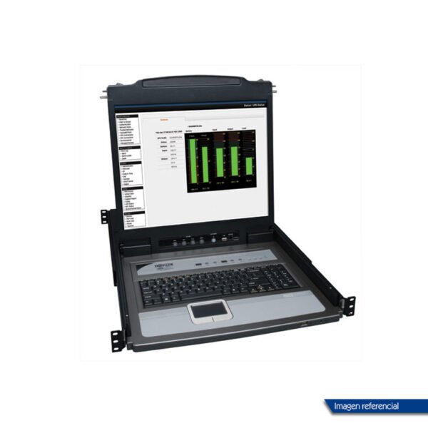 Consola KVM TrippLite para instalación en rack de 1U de 8 puertos con LCD de 19”.