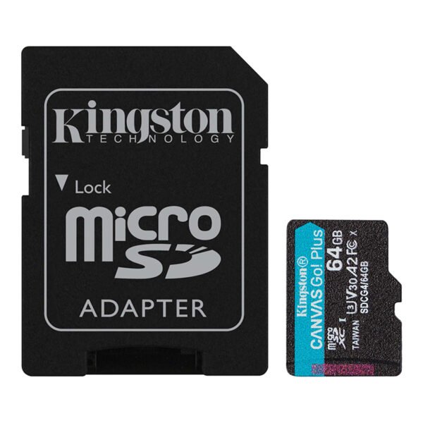 Memoria Flash microSD Kingston Canvas Go! Plus, 64GB, con adaptador SD