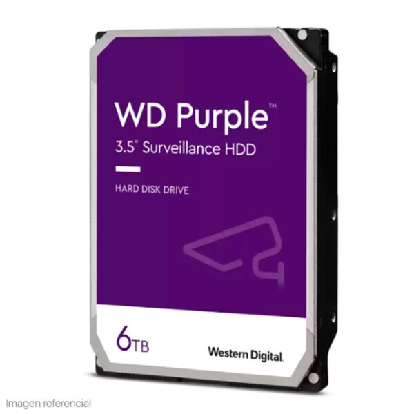 Disco duro Western Digital WD Purple, 6TB, SATA 6.0 Gb/s, 5400 RPM, 256MB Cache, 3.5”.