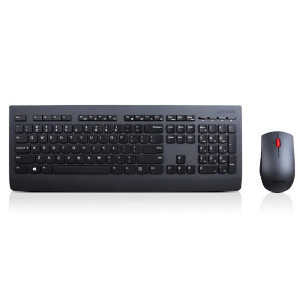 Teclado + Mouse Lenovo Profesional, Inalambrico, Color Negro, (Kit Combo)