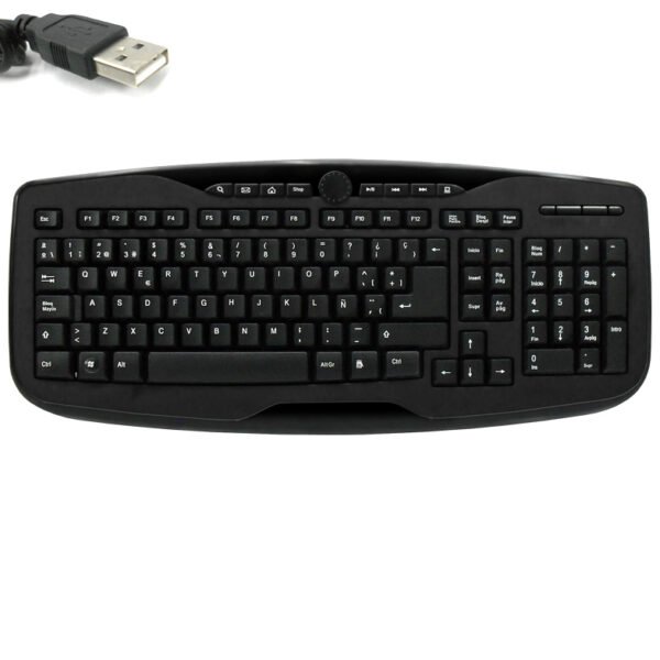 Teclado Ecotrend 619M, USB, Español, Negro, Multimedia.