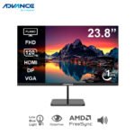 Monitor Plano Advance ADV-2453S, 23.8” FHD IPS,120Hz, 1ms, HDMI, DP, VGA, Parlantes, Negro