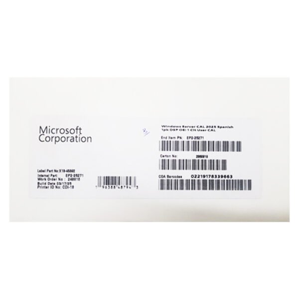 Microsoft Windows Server CAL 2025 1PK USER CAL (EP2-25271)