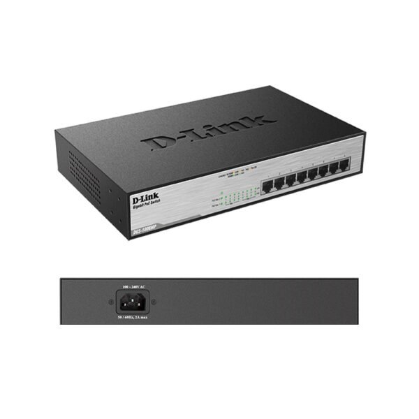 Switch D-Link DGS-1008MP, 8 RJ-45 10/100/1000 Mbps, PoE.