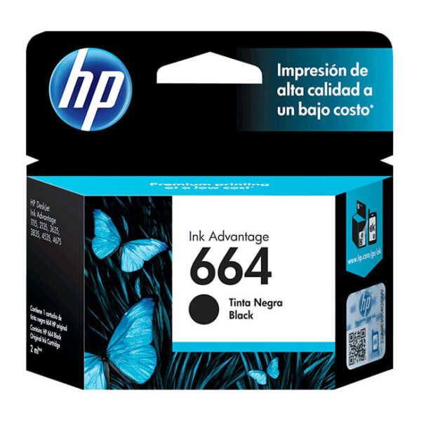 Tinta HP 664 original F6V29AL Negro