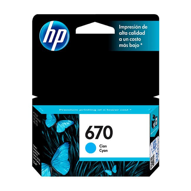Tinta HP 670 original CZ114AL Cyan