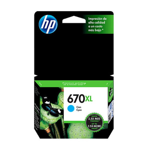 Tinta HP 670XL original CZ118AL Cyan