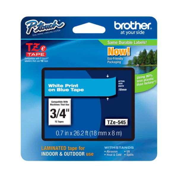 Cinta Brother TZE-545 Blanco sobre Azul