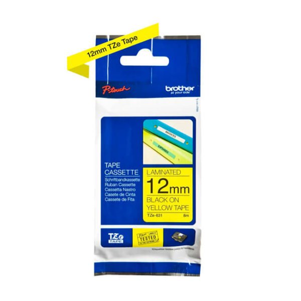 Cinta Brother TZE-631 Negro sobre Amarillo