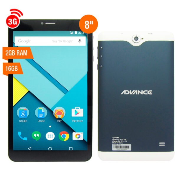 Tablet Advance SmartPad SP7245, 8” 1280x800, Android 5.1, 3G, Dual SIM, 16GB, 2GB.