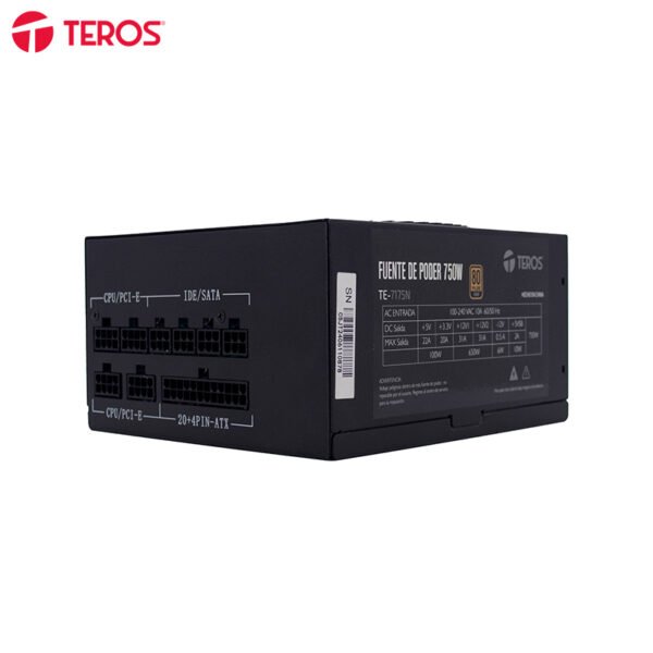 Fuente de alimentación TEROS TE-7175N ATX 750W 80 Plus Gold 100V-240VAC CERTIFICADA