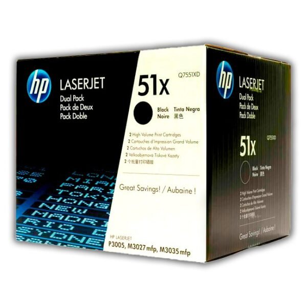 Toner HP Q7551XD Negro 51XD original Dual Pack