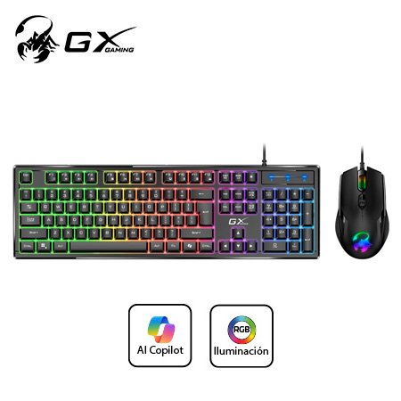 TECLADO GENIUS + MOUSE GX SCORPION KM-GX6 AI COPILOT GAMING RGB 19 TECLAS ANTI-GHOSTING 3200DPI BLACK (31330010401)