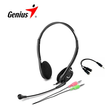 AUDIFONO C/MICROF. GENIUS HS-200C MULTIPLATAFORMA 2X3.5MM/3.5MM BLACK (31710151104)