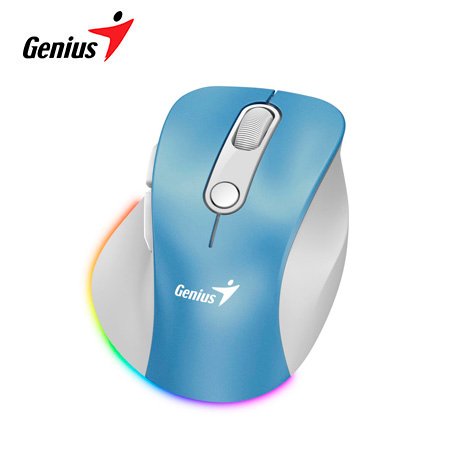 MOUSE GENIUS RECARGABLE DUAL WIRELESS/BT ERGO 9000S PRO 6-BOT SILENT RGB LIGHT BLUE (31030039401)